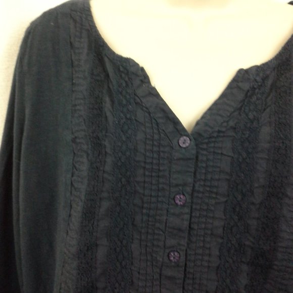 Gloria Vanderbilt womens top Size L Dark blue Lace - Picture 10 of 10